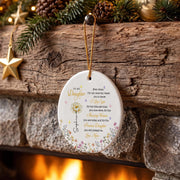 To My Daughter I Love You Amazing Woman Precious Daughter Birth Month Flower - Personalized Custom Ceramic Ornament With Round Shape - DAU612_RCE