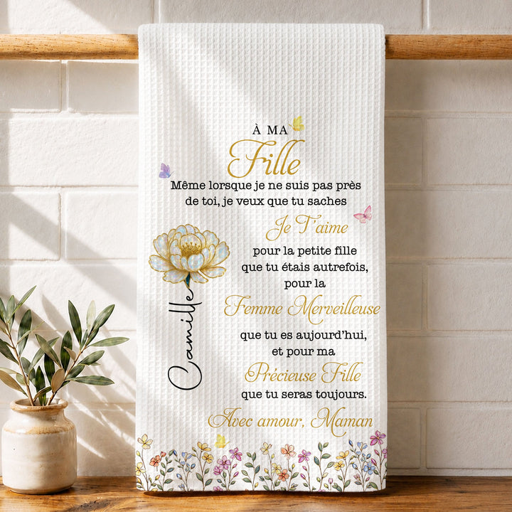 À Ma Fille Birth Month Flower And Butterflies For Daughter - Personalized Kitchen Towel - DAU667_TOWL
