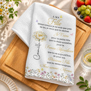 À Ma Fille Birth Month Flower And Butterflies For Daughter - Personalized Kitchen Towel - DAU667_TOWL
