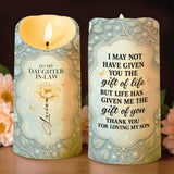 To My Daughter-In-Law, Thank You For Loving My Son, Flower Design - Personalized Custom LED Candle - DILA012_LECA