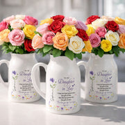 To My Daughter In Law Life Has Given Me The Gift Of You Birth Month Flower - Personalized Ceramic Flower Vase - DILA120_CEV
