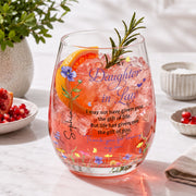 To My Daughter In Law Life Has Given Me The Gift Of You Flowers - Personalized Stemless Wine Glass - DILA120_WIGL
