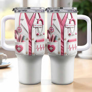 Medical Essentials, Stethoscope And Heartbeat Line - Personalized 40oz Tumbler With Straw - DOC002_TBS