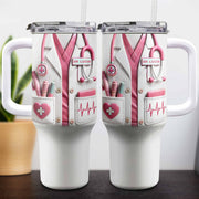 Medical Essentials, Stethoscope And Heartbeat Line - Personalized 40oz Tumbler With Straw - DOC002_TBS