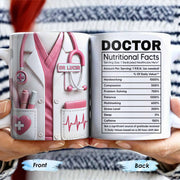 Doctor Nutritional Facts, Hardworking, Compassion, Problem-Solving, Medical Coat and Stethoscope - Personalized Custom Coffee Mug - DOC009_MG