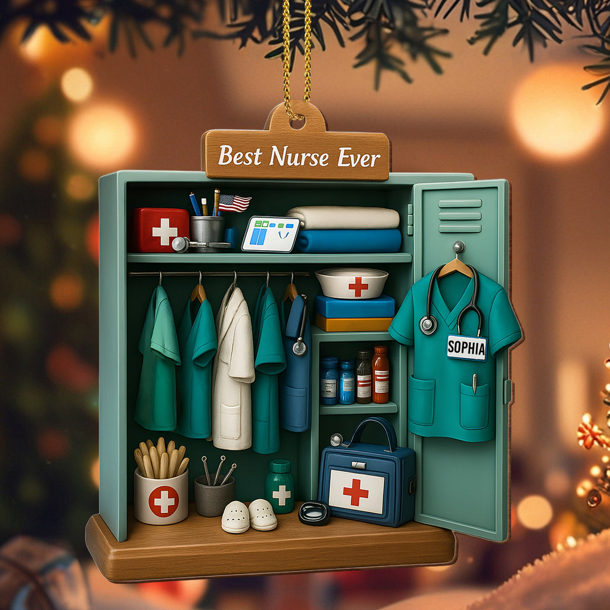 Best Nurse Ever With Nurse Uniform And Medical Equipment - Personalized Custom Wood Ornament, Custom Shaped - DOC045_WDO