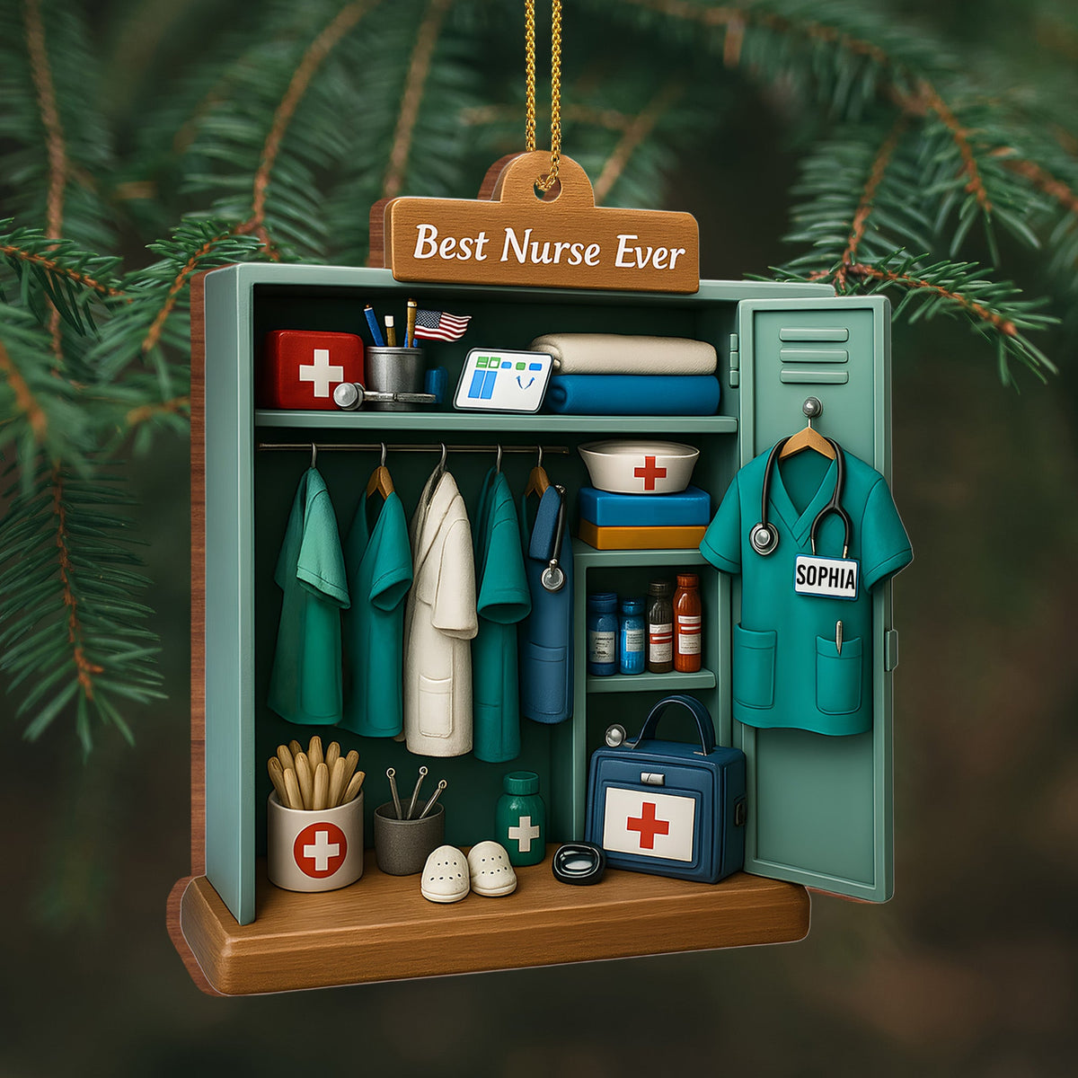 Best Nurse Ever With Nurse Uniform And Medical Equipment - Personalized Custom Wood Ornament, Custom Shaped - DOC045_WDO
