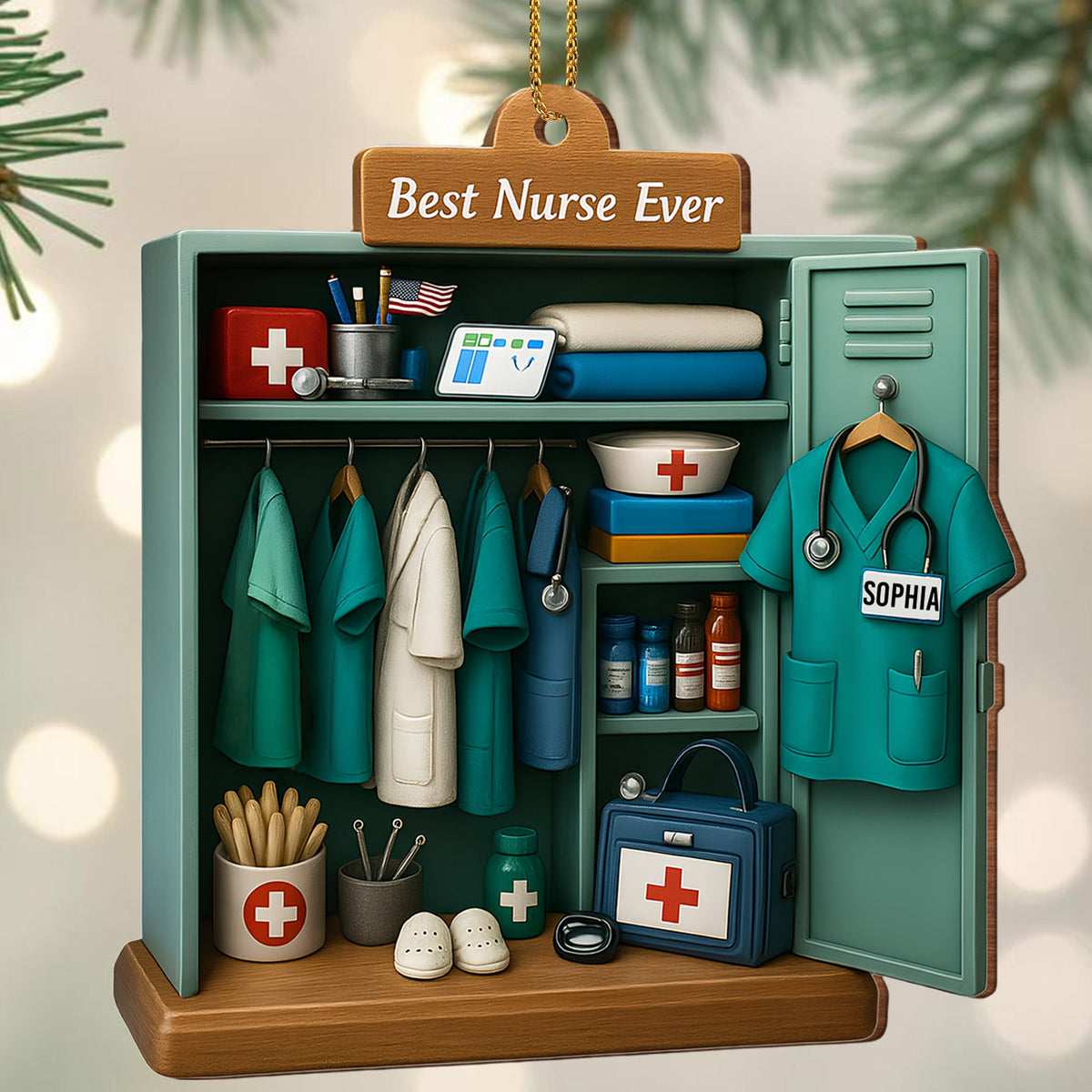 Best Nurse Ever With Nurse Uniform And Medical Equipment - Personalized Custom Wood Ornament, Custom Shaped - DOC045_WDO