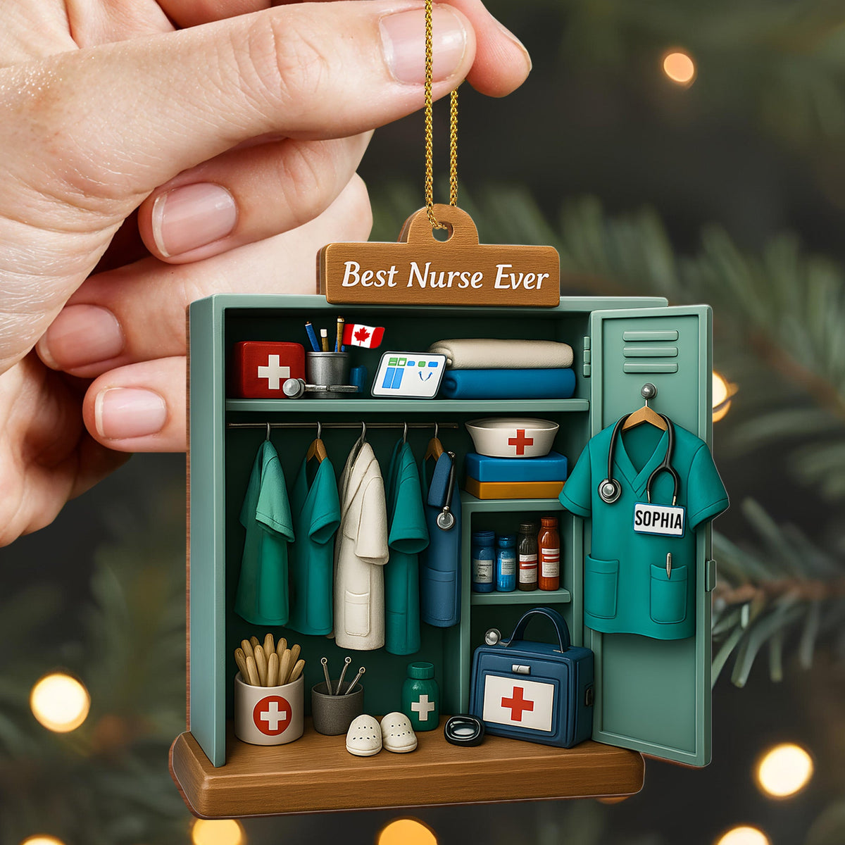 Best Nurse Ever With Medical Uniform and Supplies - Personalized Custom Wood Ornament, Custom Shaped - DOC055_WDO
