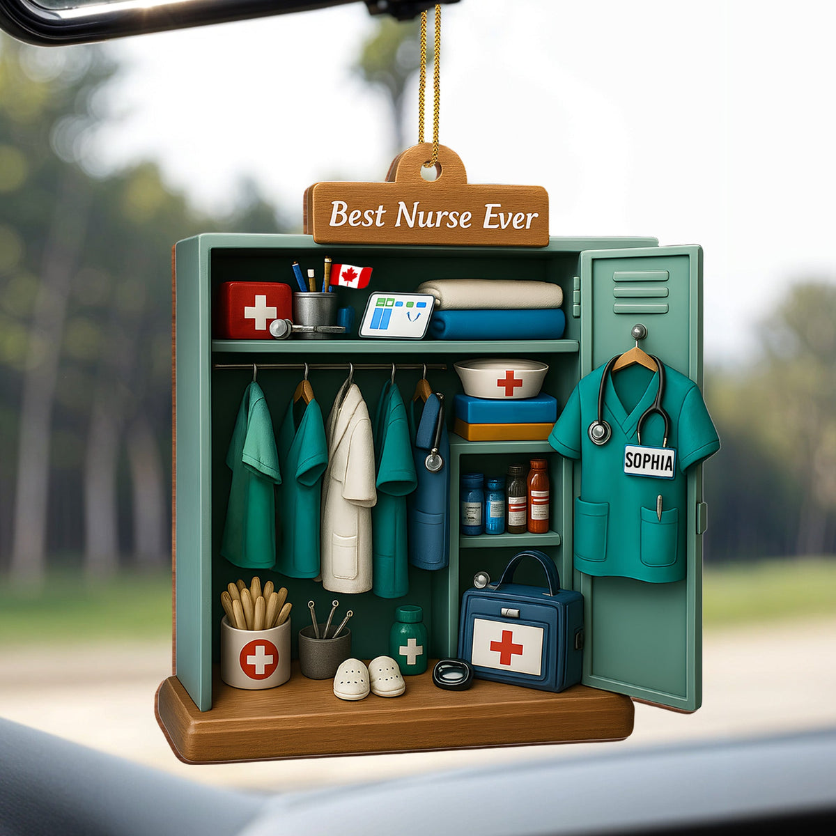 Best Nurse Ever With Medical Uniform and Supplies - Personalized Custom Wood Ornament, Custom Shaped - DOC055_WDO