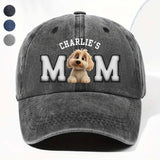 Charlie's Mom Dog Lover Cap - Personalized Custom Washed Denim Cap - DOG024_WDCAP