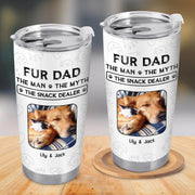 Fur Dad The Man The Myth The Snack Dealer Paw Prints Pet Photos - Personalized Custom Stainless Steel Tumbler 20oz 30oz - DOG034_TB
