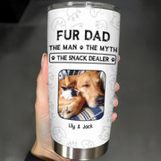 Fur Dad The Man The Myth The Snack Dealer Paw Prints Pet Photos - Personalized Custom Stainless Steel Tumbler 20oz 30oz - DOG034_TB