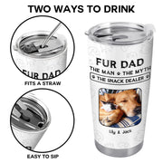 Fur Dad The Man The Myth The Snack Dealer Paw Prints Pet Photos - Personalized Custom Stainless Steel Tumbler 20oz 30oz - DOG034_TB