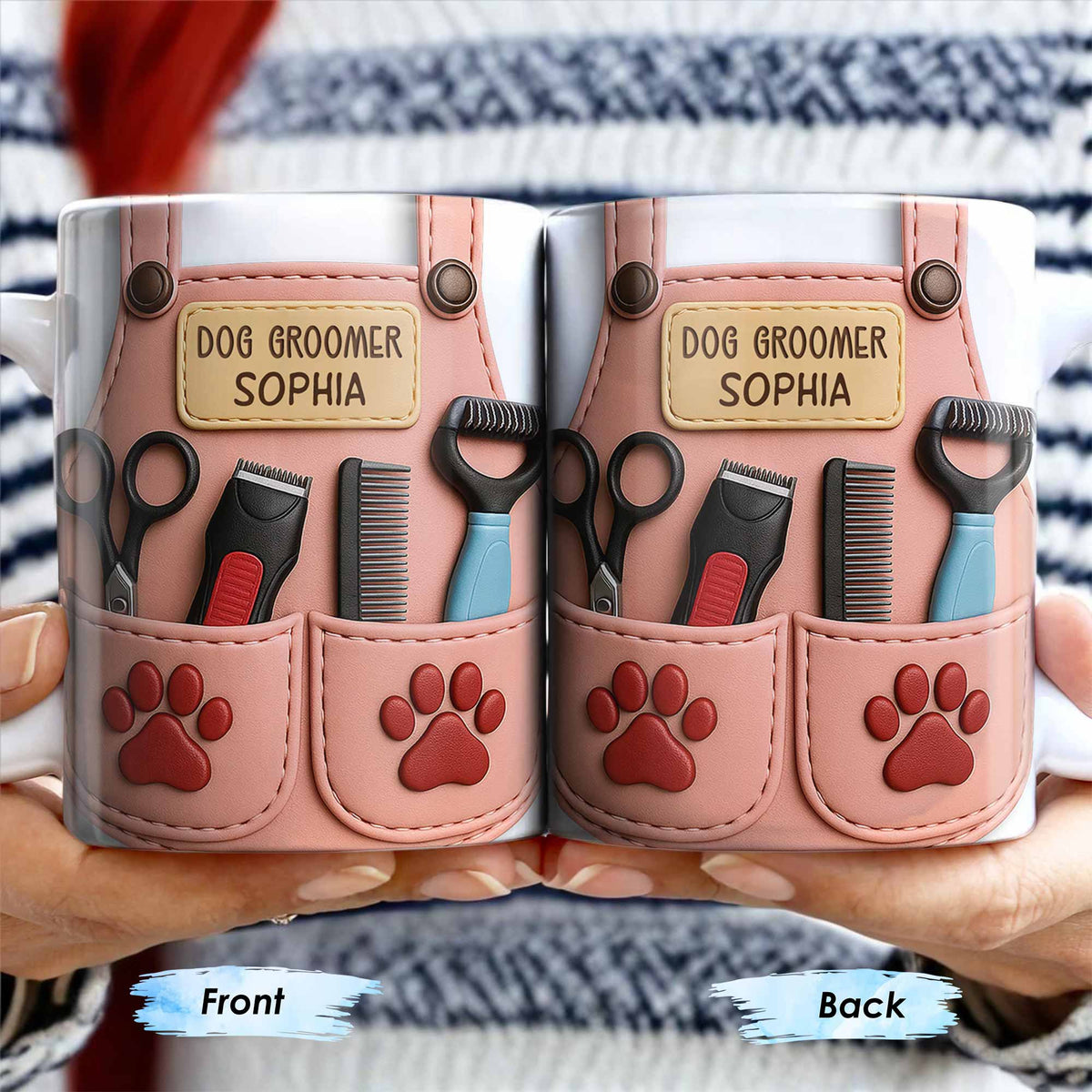 Celebrate Your Favorite Dog Groomer, Scissors And Paw Prints - Personalized Custom Coffee Mug - DOG063_MG