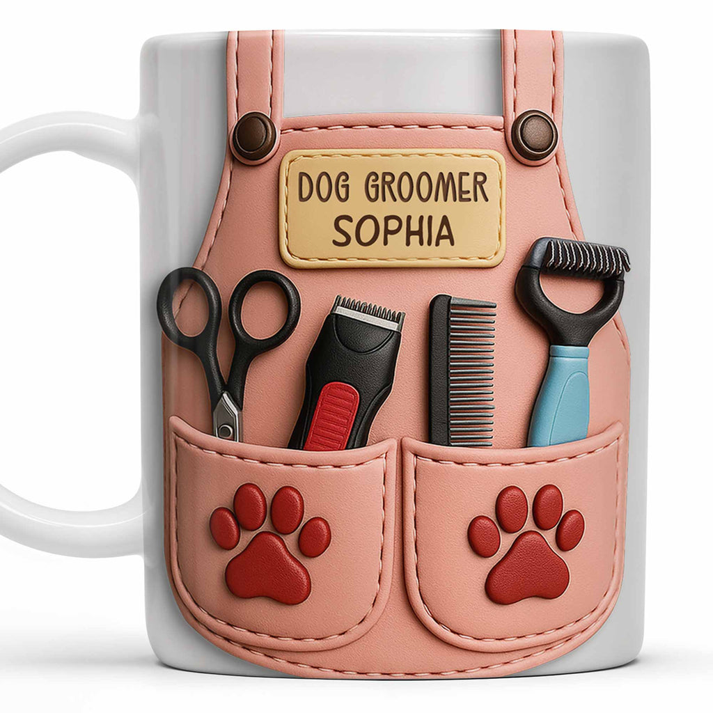 Celebrate Your Favorite Dog Groomer, Scissors And Paw Prints - Personalized Custom Coffee Mug - DOG063_MG