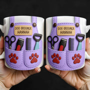 Personalize With Your Name, Paw Prints And Grooming Tools - Personalized Custom Coffee Mug - DOG066_MG