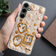 Our Furry Friend Forever Vintage Frame Heart Paws And Pearls - Personalized Clear Phone Case - DOG141_PHC