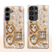 Our Furry Friend Forever Vintage Frame Heart Paws And Pearls - Personalized Clear Phone Case - DOG141_PHC