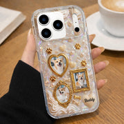 Our Furry Friend Forever Vintage Frame Heart Paws And Pearls - Personalized Clear Phone Case - DOG141_PHC
