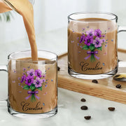 Beautiful Floral Design With Colorful Butterflies, Flowers and Butterflies - Personalized Custom Glass Mug - DTG026_GLM