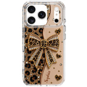 Stay Fabulous Leopard Print With Diamond Bow And Hearts - Personalized Clear Phone Case - DTG124_PHC