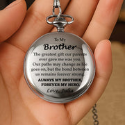 To My Brother, The Greatest Gift, Pocket Watch Design - Personalized Silver Plated Pocket Watch - FAM048_SWATCH
