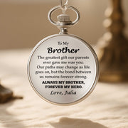 To My Brother, The Greatest Gift, Pocket Watch Design - Personalized Silver Plated Pocket Watch - FAM048_SWATCH
