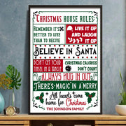 Christmas House Rules Believe In Santa Holiday Holly Vertical Poster - Personalized Custom Vertical Poster - FAM1022_VPOS