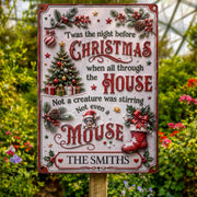 Twas The Night Before Christmas With Tree Mouse And Stocking - Personalized Metal Sign - FAM1051_MSIGN