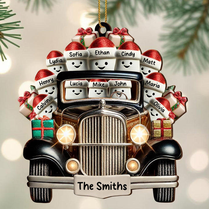 Traveling Together Collecting Memories Vintage Car Ornaments - Personalized Custom Wood Ornament, Custom Shaped - FAM201_WDO