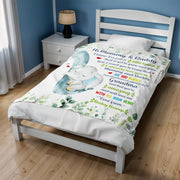 Love From Baby Bump Elephant Design For Expecting Parents - Personalized Custom Blanket - FAM290_BLK