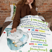 Love From Baby Bump Elephant Design For Expecting Parents - Personalized Custom Blanket - FAM290_BLK