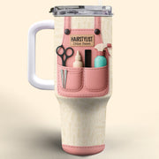 Hairstylist Tumbler With Scissors, Hair Dryer, Comb - Personalized 40oz Tumbler With Straw - FAM321_TBS