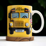 Best Bus Driver, School Bus And Stop Sign - Personalized Custom Coffee Mug - FAM322_MG