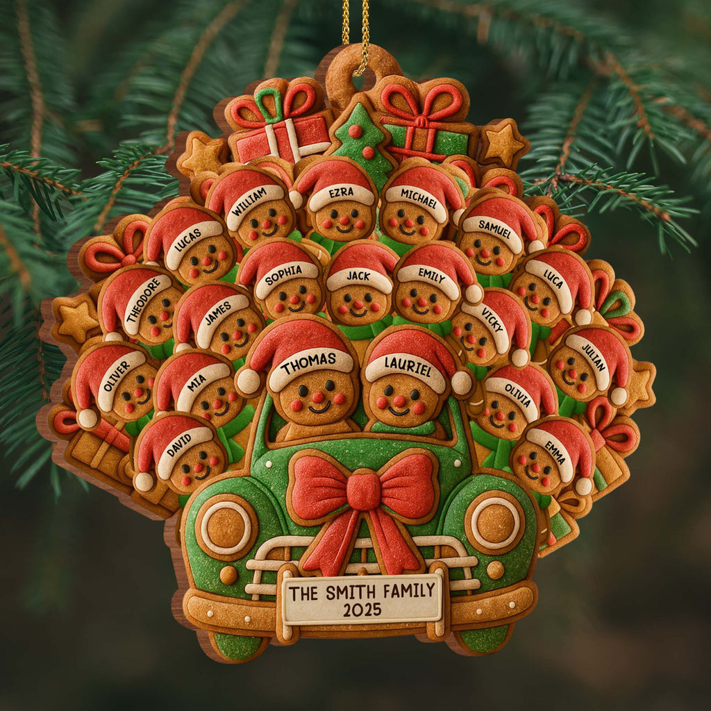 Celebrate Your Family's Holiday With Custom Van And Bears Ornament - Personalized Custom Wood Ornament, Custom Shaped - FAM428_WDO