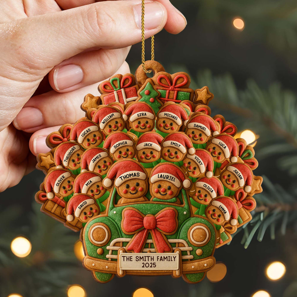 Celebrate Your Family's Holiday With Custom Van And Bears Ornament - Personalized Custom Wood Ornament, Custom Shaped - FAM428_WDO