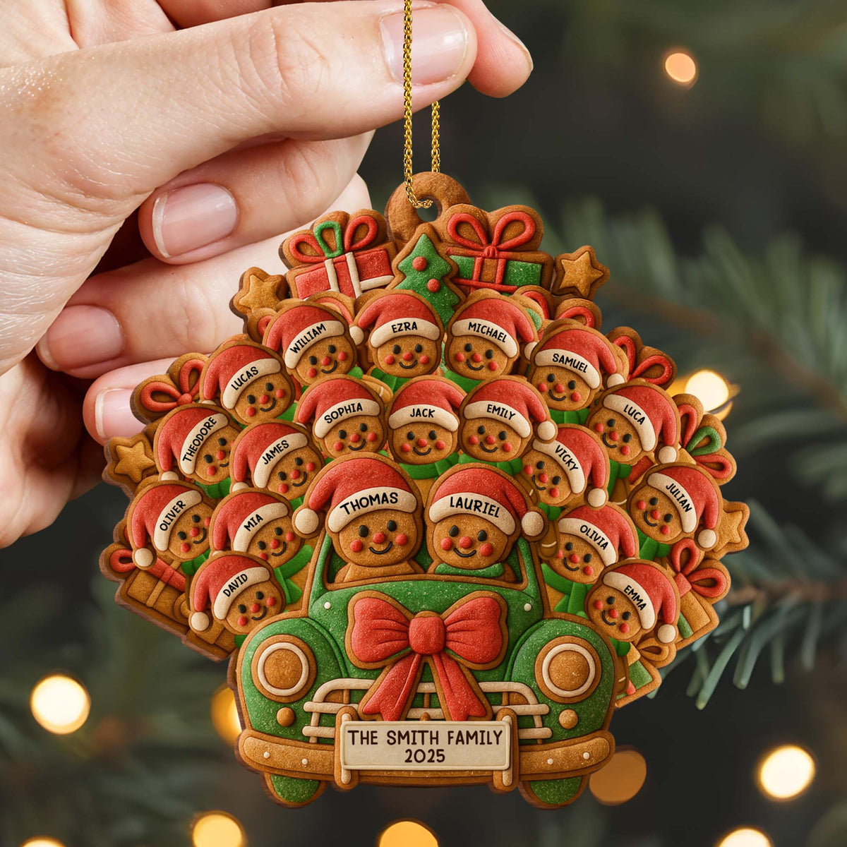 Celebrate Your Family's Holiday With Custom Van And Bears Ornament - Personalized Custom Wood Ornament, Custom Shaped - FAM428_WDO
