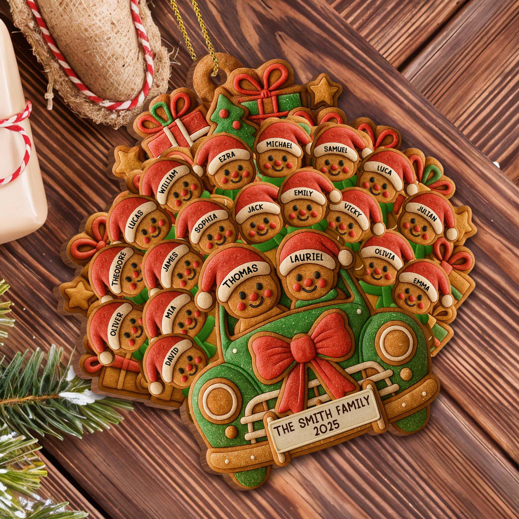 Celebrate Your Family's Holiday With Custom Van And Bears Ornament - Personalized Custom Wood Ornament, Custom Shaped - FAM428_WDO