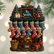 Holiday Gatherings Customized Family Name Wood Ornament - Personalized Custom Wood Ornament, Custom Shaped - FAM465_WDO