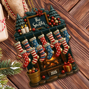 Holiday Gatherings Customized Family Name Wood Ornament - Personalized Custom Wood Ornament, Custom Shaped - FAM465_WDO