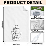 New Home New Beginning New Memories Minimalist Typography - Personalized Kitchen Towel - FAM881_TOWL