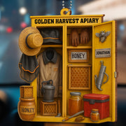Golden Harvest Apiary With Bee And Equipment - Personalized Custom Wood Ornament, Car Hanging Ornament - FARM014_WCA