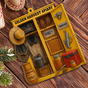 Golden Harvest Apiary With Bee And Equipment - Personalized Custom Wood Ornament, Car Hanging Ornament - FARM014_WCA