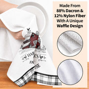 Sweet Farmhouse Custom Name Barn And Rooster Design - Personalized Kitchen Towel - FARM082_TOWL