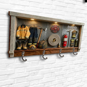 Celebrate Your Personal Hero, Firefighter Gear, Badge, and Extinguisher - Personalized Key Holder - FIF049_KHO
