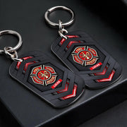 Fire Rescue Courage Honor With Firefighter Badge And Maltese Cross - Personalized Stainless Steel Keychain - FIF057_KCX