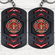 Fire Rescue Courage Honor With Firefighter Badge And Maltese Cross - Personalized Stainless Steel Keychain - FIF057_KCX