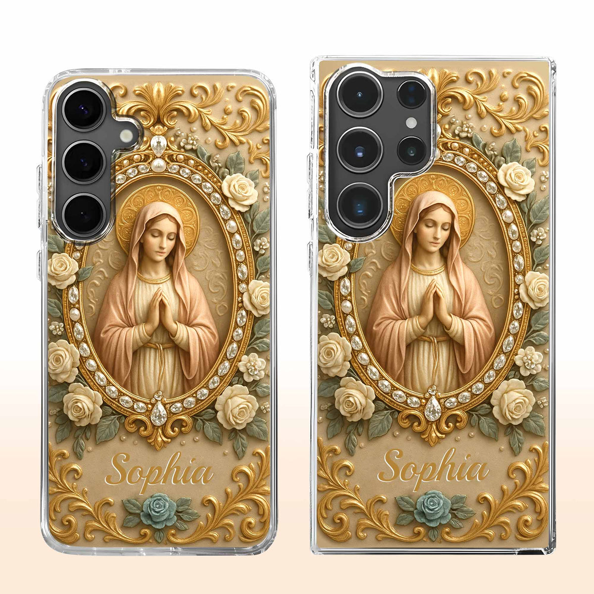 Celebrate Faith and Grace, Beautiful Rose and Virgin Mary Design - Personalized Clear Phone Case - FTH095_PHC