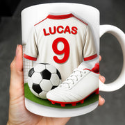 Celebrate Your Passion For Soccer With This Vibrant Soccer Jersey, Soccer Ball, And Soccer Cleats - Personalized Custom Coffee Mug - FTN007_MG